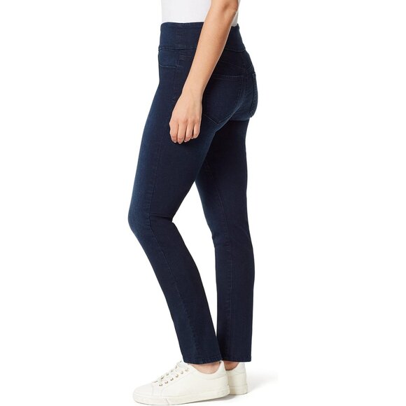 Gloria Vanderbilt Womens Amanda Pull On Slim Straight Jeans Dark Blue Size 4 NWT - Picture 2 of 7